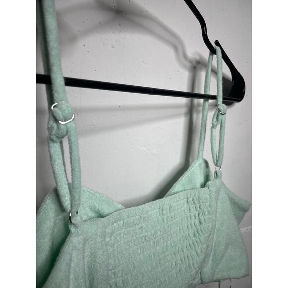 NEW Seven for all Mankind Terry Cloth Cropped Tank Top Size Medium Green - Picture 7 of 7